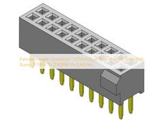 Female Header Connector 1.27mm Tipe Ganda Baris Lurus Dengan Benjolan 2 * 3PIN Ke 2 * 40PIN H = 3.40mm