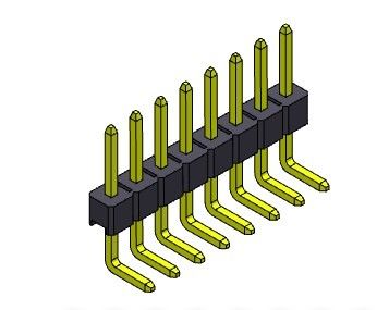 Konektor Pin Header 2.54mm Baris Tunggal R/A TIPE 1 * 2PIN Ke 1 * 40PIN H = 2.54MM