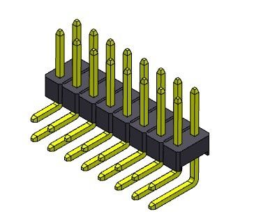 Konektor Pin Header 2.54mm Baris Tunggal R/A TIPE 2*2PIN Ke 2*40PIN H=2.54MM
