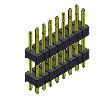 Pin Header 1000MΩ 2.54mm Baris Ganda JENIS DIP 2 * 2PIN Ke 2 * 40PIN H = 2.54MM