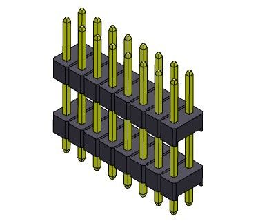 Pin Header 1000MΩ 2.54mm Baris Ganda JENIS DIP 2 * 2PIN Ke 2 * 40PIN H = 2.54MM