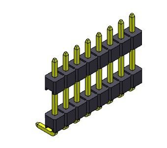 Konektor Pin Header 2.54mm Baris Ganda R/A TIPE 1 * 2PIN Ke 1 * 40PIN H = 2.54MM