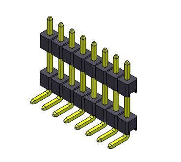 Konektor Pin Header 2.54mm Baris Ganda R/A TIPE 1 * 2PIN Ke 1 * 40PIN H = 2.54MM
