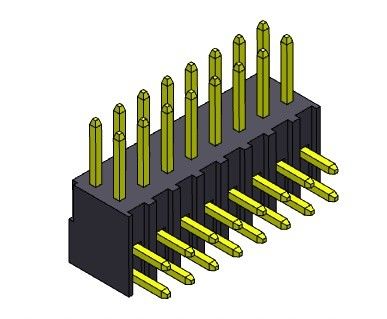 2.54mm Baris Tunggal R/A TYPE Pin Header Connector 2 * 2PIN Ke 2 * 40PIN H = 7.40MM