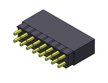 Konektor Header Wanita 2.54mm Baris Ganda Ditinggikan Press Fit Type 2 * 2PIN Ke 2 * 40PIN