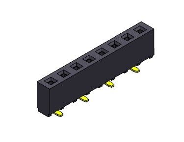 Konektor Header Wanita 2.54mm Baris Tunggal TIPE SMT 1 * 2PIN Ke 1 * 40PIN H = 5.00mm