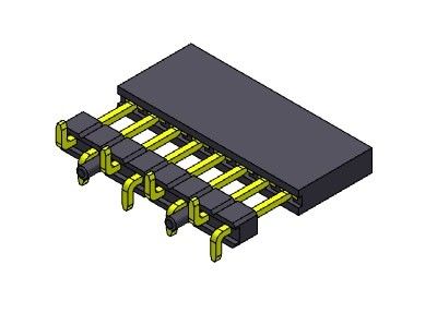 Konektor Header Perempuan 2.54mm Baris Tunggal Ditinggikan Press Fit Tipe SMT 1 * 2PIN Ke 1 * 40PIN