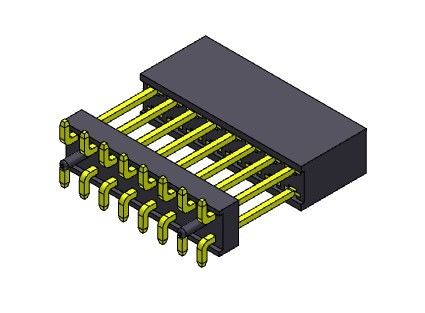 Konektor Header Wanita 2.54mm Baris Ganda Ditinggikan Press Fit Tipe SMT 2 * 3PIN Ke 2 * 40PIN