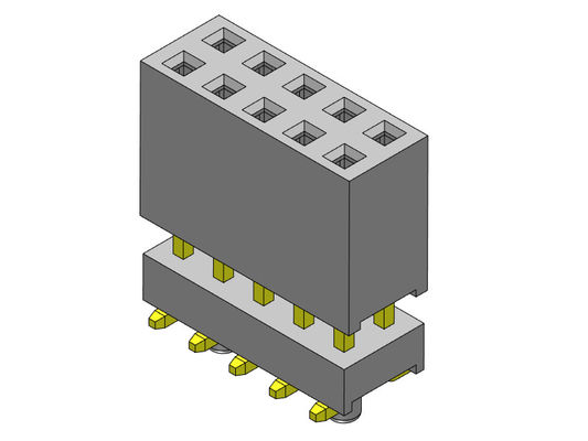 Konektor Header Wanita 2.54mm Baris Ganda Ditinggikan Press Fit Tipe SMT 2 * 3PIN Ke 2 * 40PIN