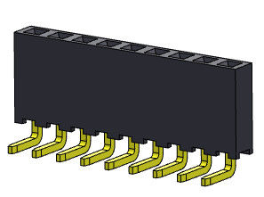 Konektor Header Wanita 2.00mm Baris Tunggal R / A Dip TYPE 1 * 2PIN Ke 1 * 40PIN H = 6.35mm