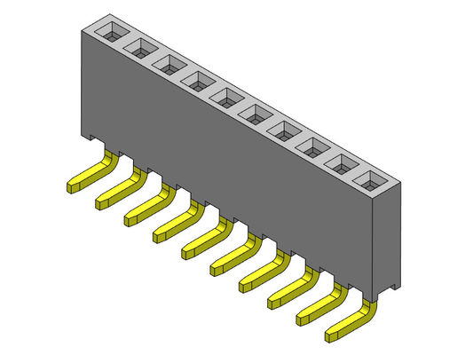 Konektor Header Wanita 2.00mm Baris Tunggal R / A Dip TYPE 1 * 2PIN Ke 1 * 40PIN H = 6.35mm