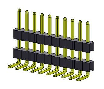 Konektor Pin Header 2.00mm Tumpukan Baris Tunggal R/A TIPE 1 * 2PIN Ke 1 * 40PIN H = 2.00MM