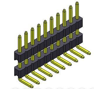 Konektor Pin Header 2.00mm Tumpukan Baris Tunggal R/A TIPE 1 * 2PIN Ke 1 * 40PIN H = 2.00MM