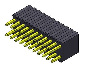 Konektor Header Wanita 1.27mm Baris Ganda Tipe Lurus 2 * 3PIN Ke 2 * 50PIN H = 4.60mm