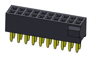 Female Header Connector 1.27mm Tipe Ganda Baris Lurus Dengan Benjolan 2 * 3PIN Ke 2 * 40PIN H = 3.40mm