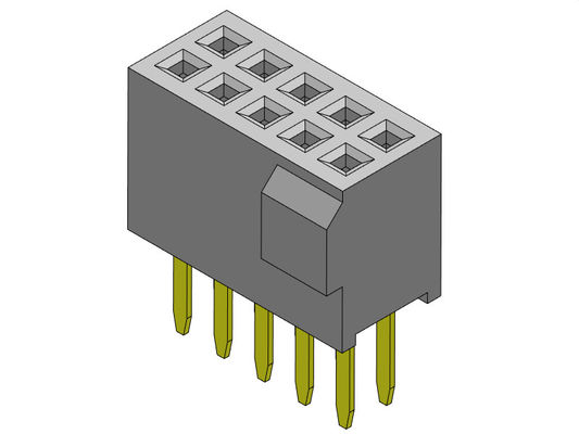Female Header Connector 1.27mm Tipe Ganda Baris Lurus Dengan Benjolan 2 * 3PIN Ke 2 * 50PIN H = 4.40mm