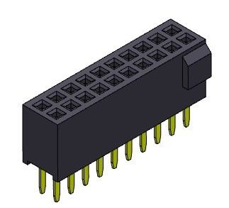 Female Header Connector 1.27mm Tipe Ganda Baris Lurus Dengan Benjolan 2 * 3PIN Ke 2 * 50PIN H = 4.40mm