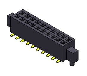 Konektor Header Wanita 1.27mm Baris Ganda Dengan Pasak Tipe SMT 2 * 3PIN Ke 2 * 50PIN H = 3.40mm