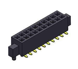 Konektor Header Wanita 1.27mm Baris Ganda Dengan Pasak Tipe SMT 2 * 3PIN Ke 2 * 50PIN H = 3.40mm