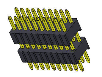 Konektor Pin Header 1.27mm Serise Tumpukan Baris Ganda Tipe Lurus 1.27*2.54mm 2*2PIN Ke 1*40PIN SQ0.46mm