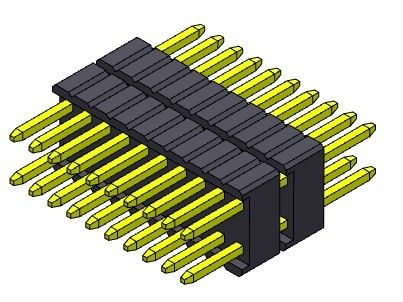 Konektor Pin Header 1.27mm Serise Tumpukan Baris Ganda Tipe Lurus 1.27*2.54mm 2*2PIN Ke 1*40PIN SQ0.46mm