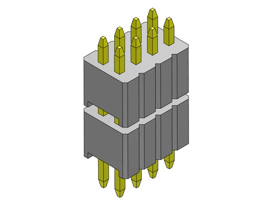 Konektor Pin Header 1.27mm Serise Tumpukan Baris Ganda Tipe Lurus 2 * 2PIN Ke 2 * 50PIN SQ0.40mm