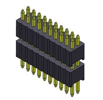 Konektor Pin Header 1.27mm Serise Tumpukan Baris Ganda Tipe Lurus 2 * 2PIN Ke 2 * 50PIN SQ0.40mm