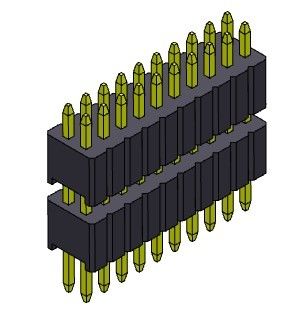 Konektor Pin Header 1.27mm Serise Tumpukan Baris Ganda Tipe Lurus 2 * 2PIN Ke 2 * 50PIN SQ0.40mm