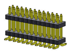 Konektor Pin Header 1.27mm Serise Tumpukan Baris Ganda Tipe SMT Lurus Dengan Pasak 2 * 3PIN Ke 2 * 40PIN SQ0.40mm