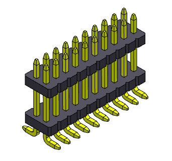 Konektor Pin Header 1.27mm Serise Tumpukan Baris Ganda Tipe SMT Lurus Dengan Pasak 2 * 3PIN Ke 2 * 40PIN SQ0.40mm