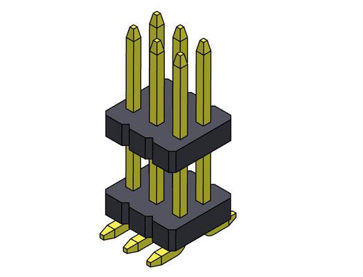 Konektor Pin Header 1.27mm Serise Tumpukan Baris Ganda Tipe SMT Lurus Dengan Pasak 2 * 3PIN Ke 2 * 40PIN SQ0.40mm