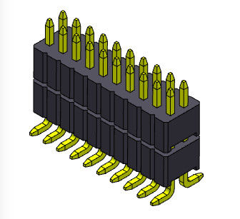 Konektor Pin Header 1.27mm Serise Tumpukan Baris Ganda Tipe SMT Lurus Dengan Pasak 2 * 3PIN Ke 2 * 40PIN SQ0.40mm