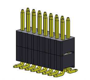 Konektor Pin Header 1.27mm Serise Tumpukan Baris Ganda Tipe SMT Lurus Dengan Pasak 2 * 3PIN Ke 2 * 40PIN SQ0.40mm