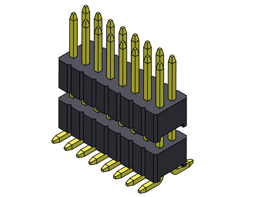 Konektor Pin Header 1.27mm Serise Tumpukan Baris Ganda Tipe SMT Lurus Dengan Pasak 2 * 3PIN Ke 2 * 40PIN SQ0.40mm