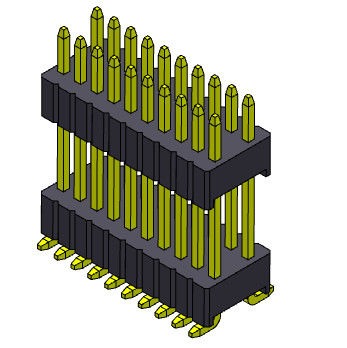 1.27 * 2.54mm Baris Ganda Female Header Stack Straight SMT Type 2 * 3PIN Ke 2 * 40PIN SQ0.46mm