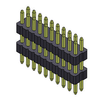 1.00mm Konektor Header Baris Ganda Tumpuk Tipe Lurus 2 * 3PIN Ke 2 * 40PIN SQ0.30mm