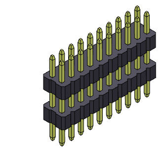 1.00mm Konektor Header Baris Ganda Tumpuk Tipe Lurus 2 * 3PIN Ke 2 * 40PIN SQ0.30mm