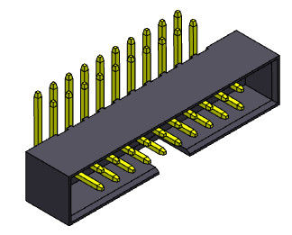 2AMP 2mm Pitch Box Header Tipe Ganda Baris Sudut Kanan 2*8-2 * 25Pin