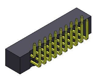 2AMP 2mm Pitch Box Header Tipe Ganda Baris Sudut Kanan 2*8-2 * 25Pin