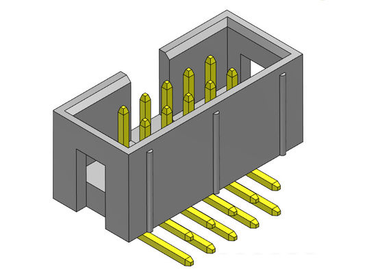 Baris Ganda 2,54 Mm Box Header Tipe Sudut Kanan 2*3-2*32Pin Nylot6T 3AMP