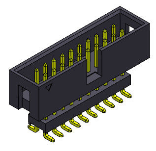 2 * 3-2 * 32Pin Box Header 2.54mm Tipe Dual Row Ditinggikan SMT Dip