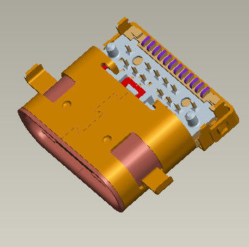 Konektor Input Output 8,65 mm USB 3.1 C Tipe Sinking-Board 5 Amp