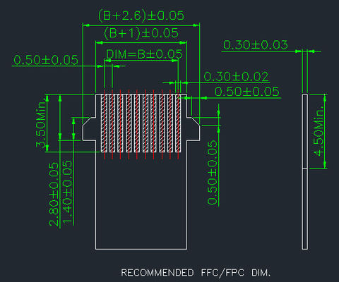 Pitch 0.5mm Fpc Konektor 4 Pin Untuk 68 Pin Sudut Kanan 90° Mudah Pada Smt Tipe H 2.55mm