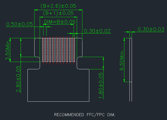 Pitch 0.5mm Fpc Konektor 4 Pin Untuk 68 Pin Sudut Kanan 90° Mudah Pada Smt Tipe H 2.55mm